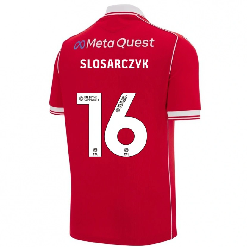 Danxen Dětské Nikolas Slosarczyk #16 Červená Bílá Domů Hráčské Dresy 2025/26 Dres
