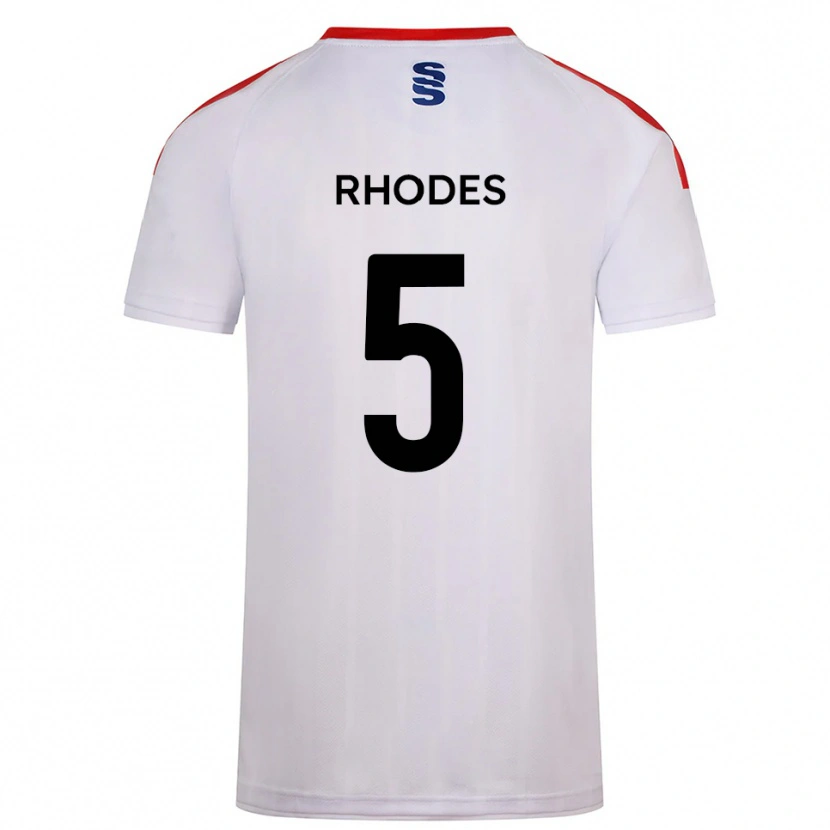 Danxen Dětské Alex Rhodes #5 Bílá Tmavě Modrá Domů Hráčské Dresy 2025/26 Dres