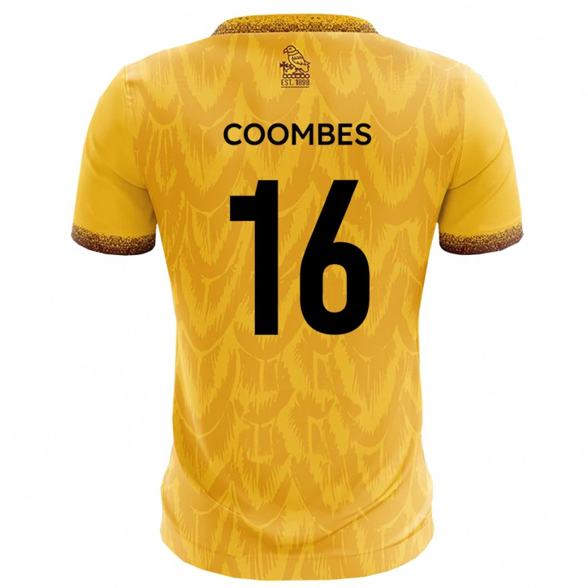 Danxen Dětské Jay Coombes #16 Žlutá Hnědá Domů Hráčské Dresy 2025/26 Dres