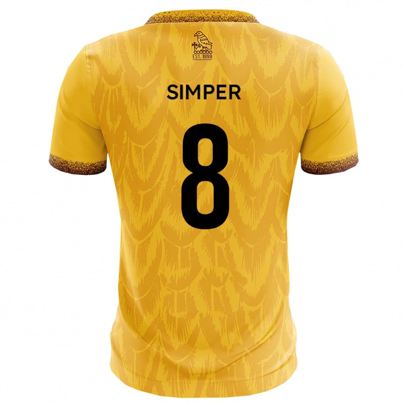 Danxen Dětské Lewis Simper #8 Žlutá Hnědá Domů Hráčské Dresy 2025/26 Dres