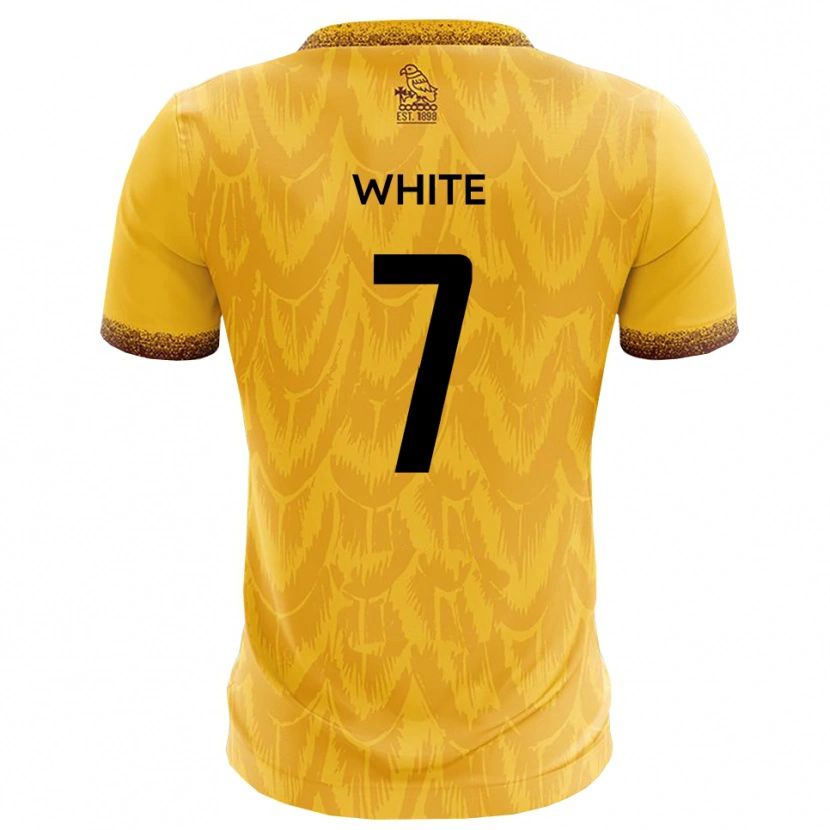Danxen Dětské Jaiden White #7 Žlutá Hnědá Domů Hráčské Dresy 2025/26 Dres