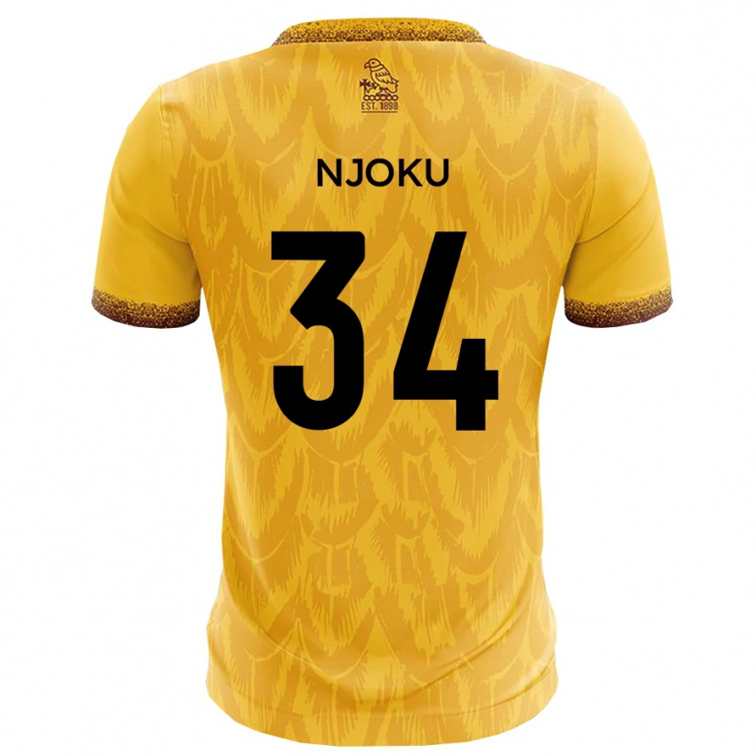 Danxen Dětské Brandon Njoku #34 Žlutá Hnědá Domů Hráčské Dresy 2025/26 Dres