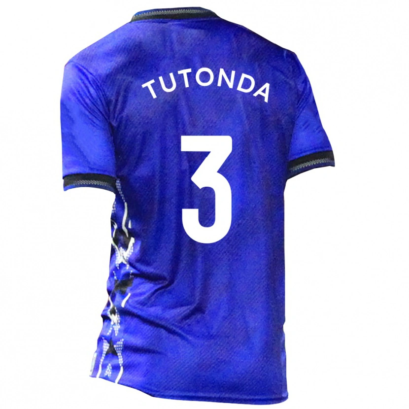 Danxen Dětské David Tutonda #3 Modrá Bílá Domů Hráčské Dresy 2025/26 Dres