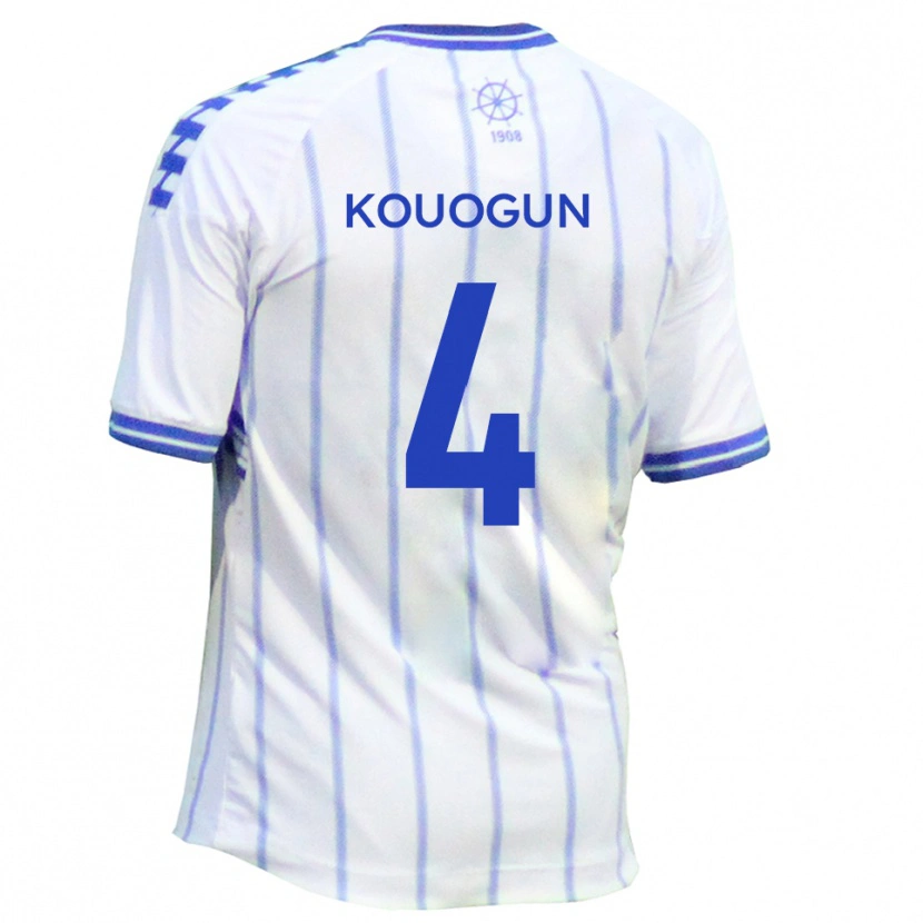 Danxen Dětské Maxim Kouogun #4 Bílá Modrá Domů Hráčské Dresy 2025/26 Dres