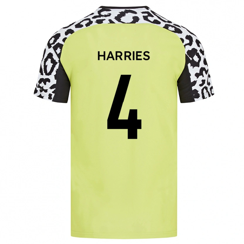 Danxen Dětské Cian Harries #4 Fluorescenční Žlutá Domů Hráčské Dresy 2025/26 Dres