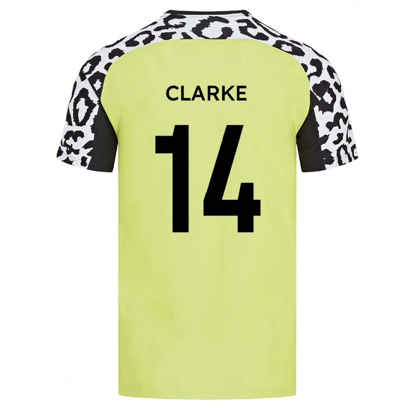 Danxen Dětské Jayden Clarke #14 Fluorescenční Žlutá Domů Hráčské Dresy 2025/26 Dres