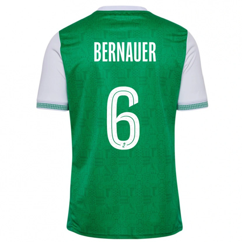 Danxen Dětské Maxime Bernauer #6 Zelená Bílá Domů Hráčské Dresy 2025/26 Dres
