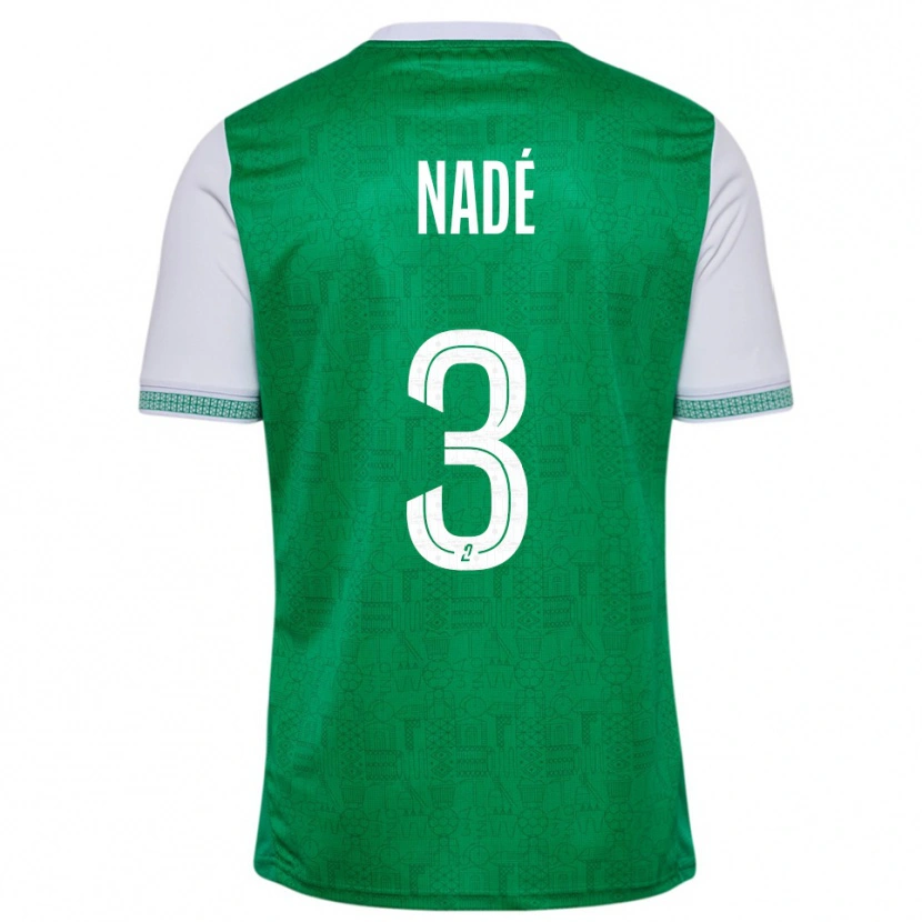 Danxen Dětské Mickaël Nadé #3 Zelená Bílá Domů Hráčské Dresy 2025/26 Dres