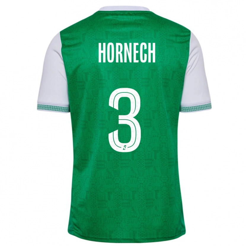 Danxen Dětské Ewan Hornech #3 Zelená Bílá Domů Hráčské Dresy 2025/26 Dres