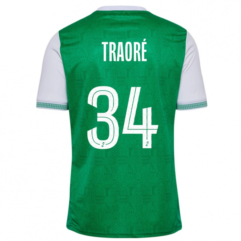 Danxen Dětské Lassana Traoré #34 Zelená Bílá Domů Hráčské Dresy 2025/26 Dres