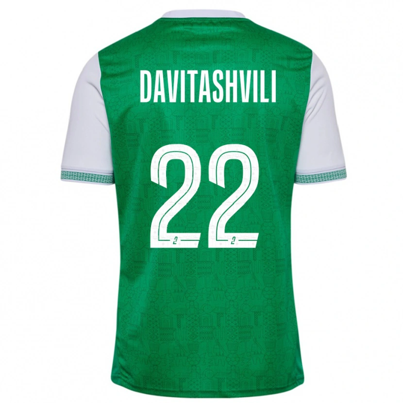 Danxen Dětské Zuriko Davitashvili #22 Zelená Bílá Domů Hráčské Dresy 2025/26 Dres