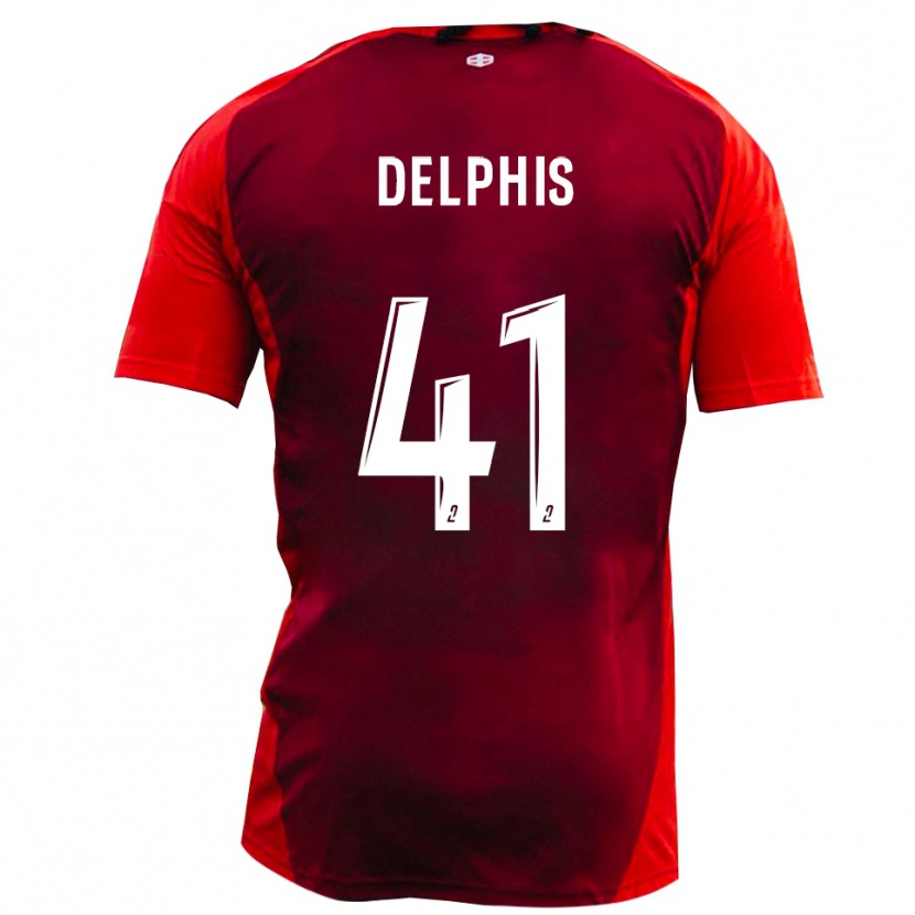 Danxen Dětské Thibault Delphis #41 Červená Vínová Domů Hráčské Dresy 2025/26 Dres