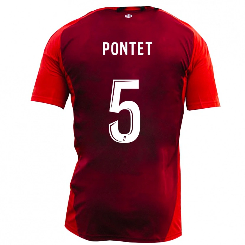 Danxen Dětské Arthur Pontet #5 Červená Vínová Domů Hráčské Dresy 2025/26 Dres