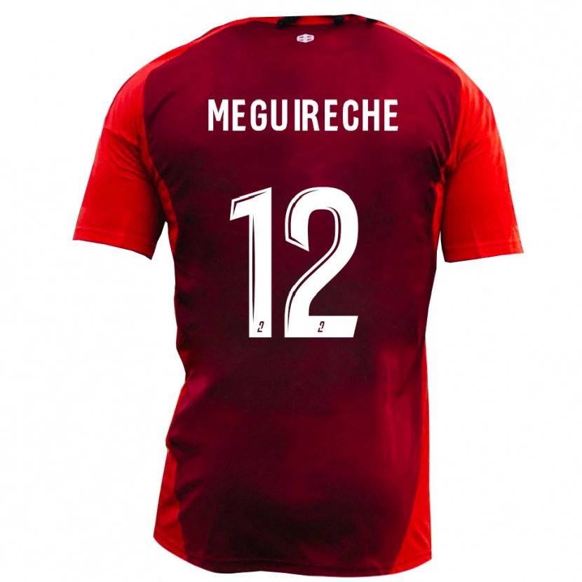 Danxen Dětské Yanis Meguireche #12 Červená Vínová Domů Hráčské Dresy 2025/26 Dres