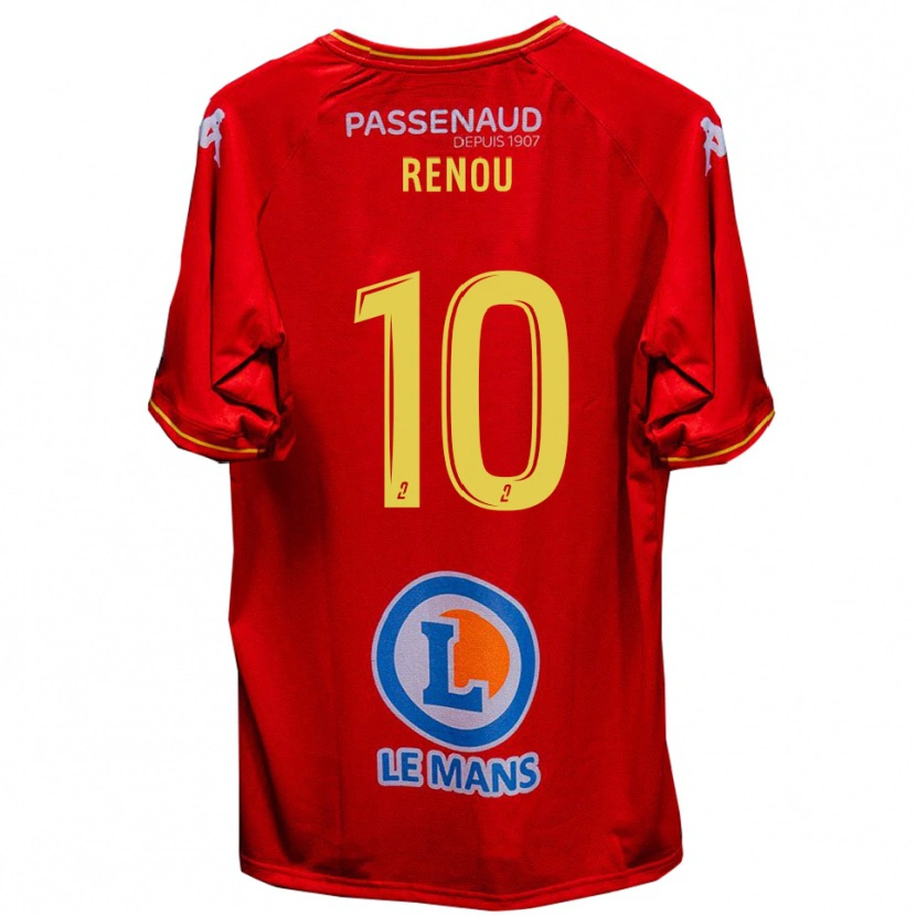 Danxen Dětské Baptiste Renou #10 Červená Žlutá Domů Hráčské Dresy 2025/26 Dres