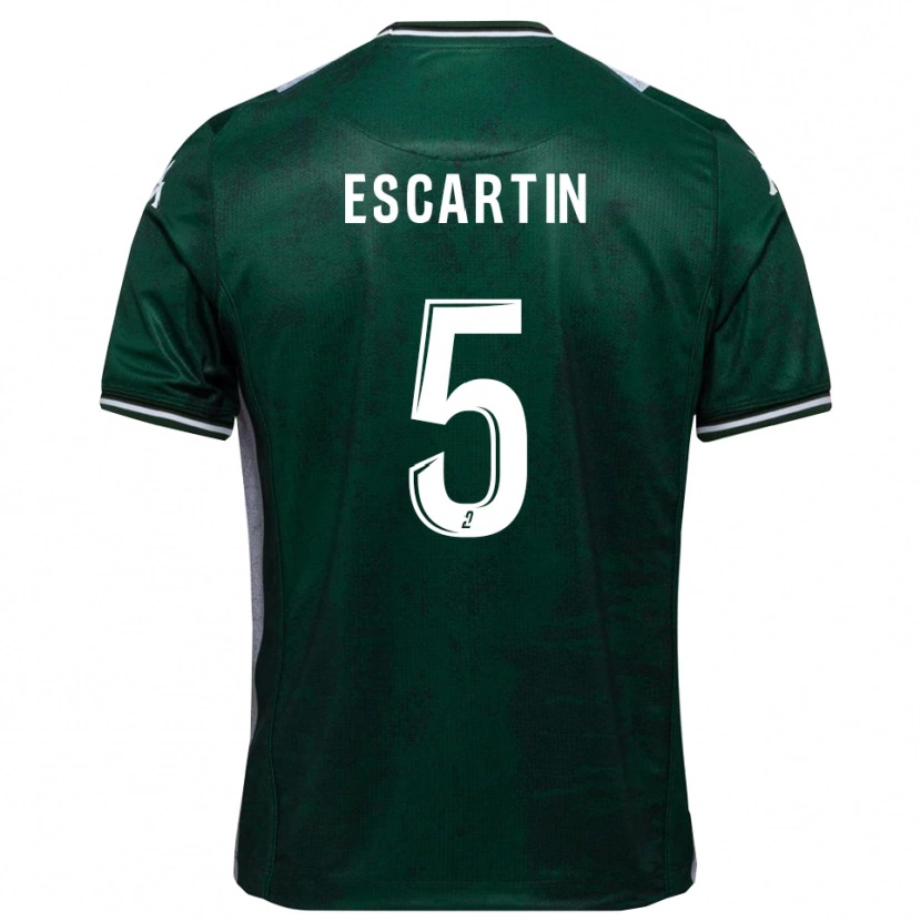 Danxen Dětské Josué Escartin #5 Zelená Bílá Domů Hráčské Dresy 2025/26 Dres