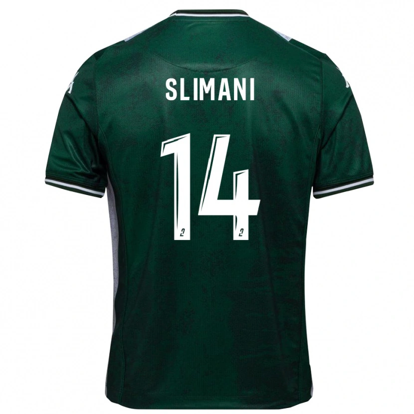 Danxen Dětské Rayan Slimani #14 Zelená Bílá Domů Hráčské Dresy 2025/26 Dres