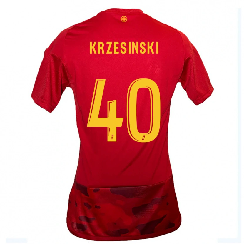 Danxen Dětské Clément Krzesinski #40 Červená Žlutá Domů Hráčské Dresy 2025/26 Dres