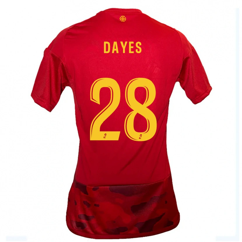 Danxen Dětské Mikayla Dayes #28 Červená Žlutá Domů Hráčské Dresy 2025/26 Dres