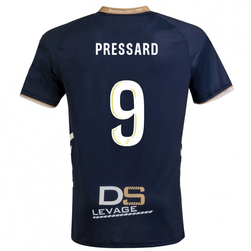 Danxen Dětské Alan Pressard #9 Tmavě Modrá Zlatá Domů Hráčské Dresy 2025/26 Dres