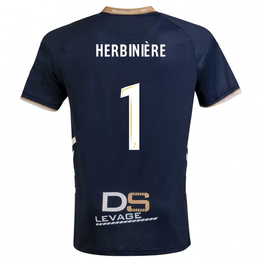 Danxen Dětské Romain Herbinière #1 Tmavě Modrá Zlatá Domů Hráčské Dresy 2025/26 Dres