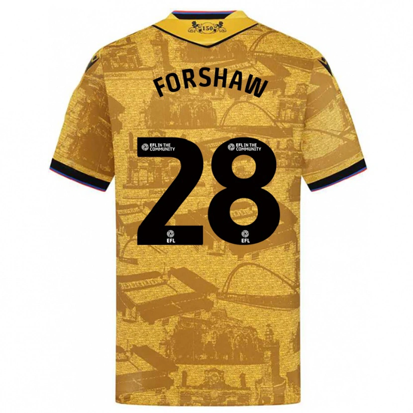 Danxen Dětské Adam Forshaw #28 Zlatá Černá Daleko Hráčské Dresy 2025/26 Dres