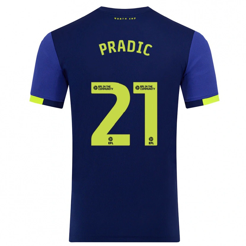 Danxen Dětské James Pradic #21 Tmavě Modrá Žlutá Daleko Hráčské Dresy 2025/26 Dres