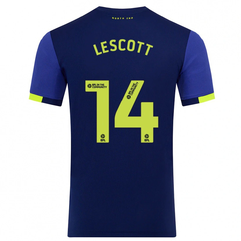 Danxen Dětské Clayton Lescott #14 Tmavě Modrá Žlutá Daleko Hráčské Dresy 2025/26 Dres