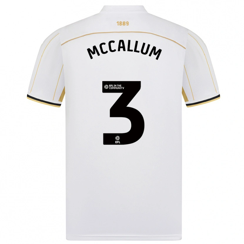 Danxen Dětské Sam Mccallum #3 Bílá Zlatá Daleko Hráčské Dresy 2025/26 Dres