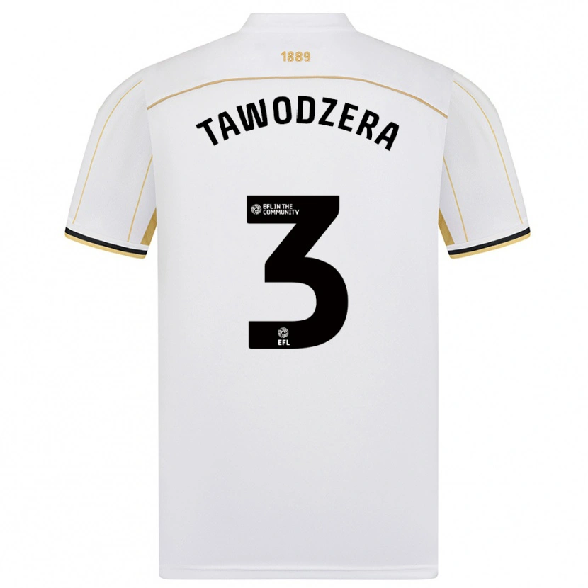Danxen Dětské Dylan Tawodzera #3 Bílá Zlatá Daleko Hráčské Dresy 2025/26 Dres
