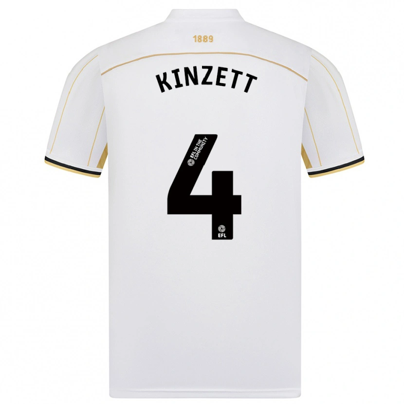 Danxen Dětské Ella Kinzett #4 Bílá Zlatá Daleko Hráčské Dresy 2025/26 Dres
