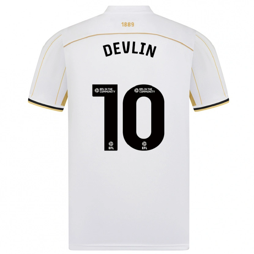 Danxen Dětské Charlie Devlin #10 Bílá Zlatá Daleko Hráčské Dresy 2025/26 Dres