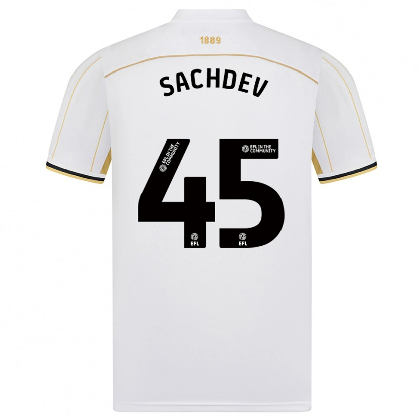 Danxen Dětské Sai Sachdev #45 Bílá Zlatá Daleko Hráčské Dresy 2025/26 Dres