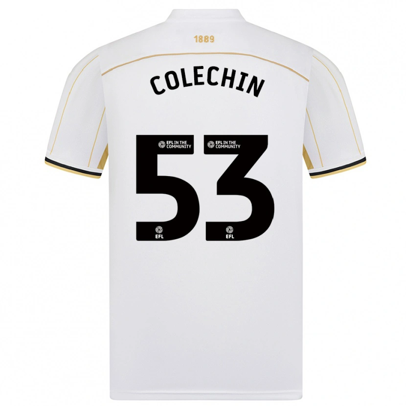 Danxen Dětské Sam Colechin #53 Bílá Zlatá Daleko Hráčské Dresy 2025/26 Dres