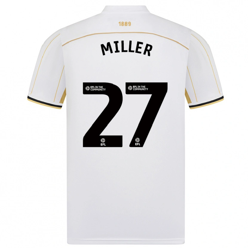 Danxen Dětské Lara Miller #27 Bílá Zlatá Daleko Hráčské Dresy 2025/26 Dres