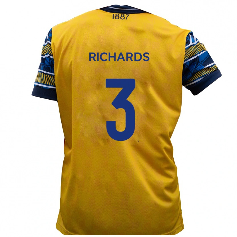 Danxen Dětské Caleb Richards #3 Žlutá Černá Daleko Hráčské Dresy 2025/26 Dres