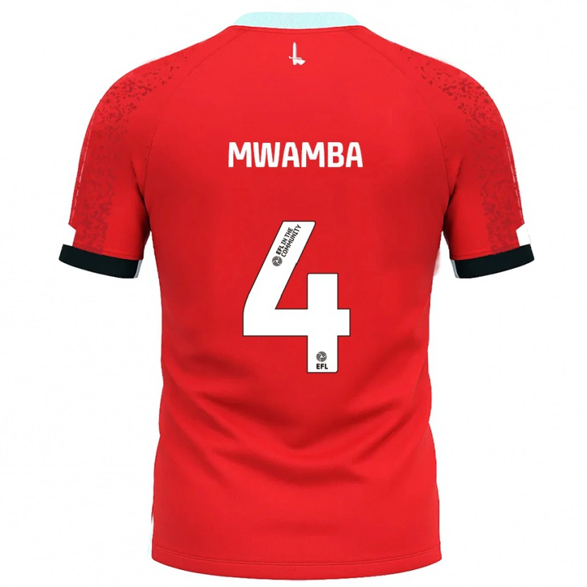 Danxen Pánské Alan Mwamba #4 Červená Bílá Domů Hráčské Dresy 2025/26 Dres