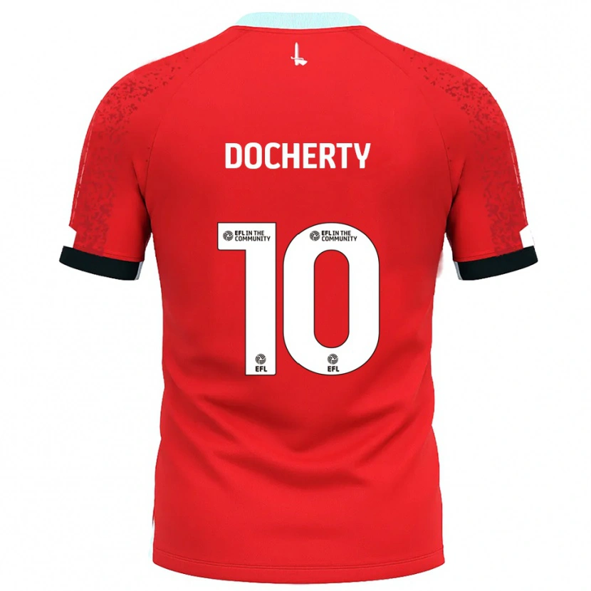 Danxen Pánské Greg Docherty #10 Červená Bílá Domů Hráčské Dresy 2025/26 Dres