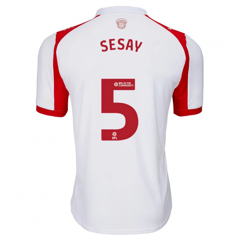 Danxen Pánské Moses Sesay #5 Bílá Červená Domů Hráčské Dresy 2025/26 Dres
