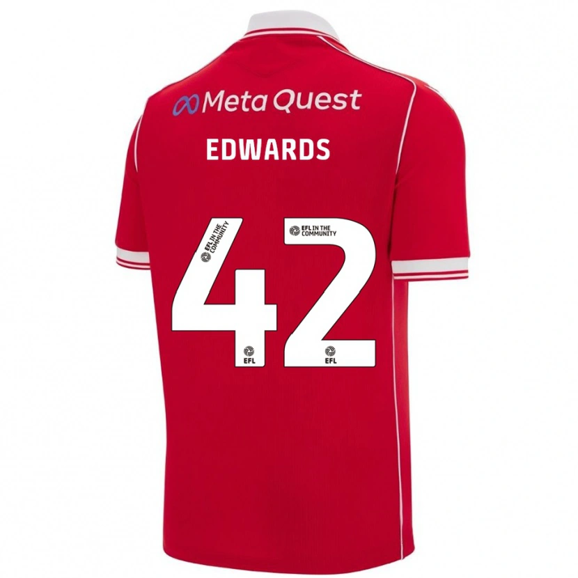 Danxen Pánské Callum Edwards #42 Červená Bílá Domů Hráčské Dresy 2025/26 Dres