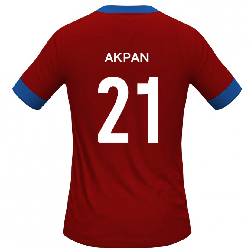 Danxen Pánské Ashley Akpan #21 Červená Modrá Domů Hráčské Dresy 2025/26 Dres