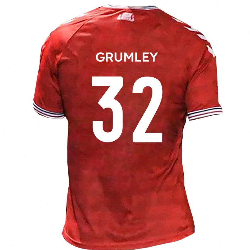 Danxen Pánské George Grumley #32 Červená Bílá Domů Hráčské Dresy 2025/26 Dres