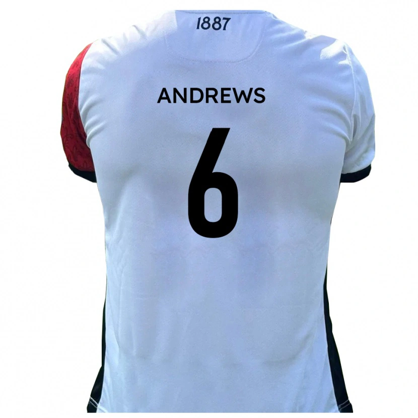 Danxen Pánské Jamie Andrews #6 Červená Bílá Domů Hráčské Dresy 2025/26 Dres