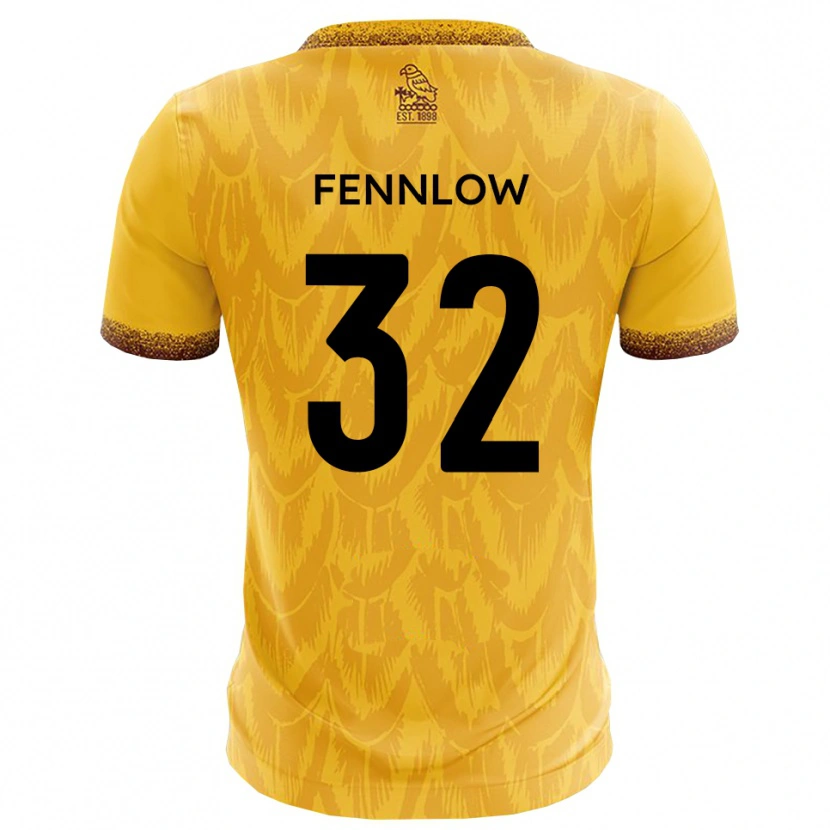 Danxen Pánské James Fennlow #32 Žlutá Hnědá Domů Hráčské Dresy 2025/26 Dres