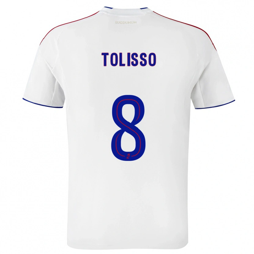 Danxen Pánské Corentin Tolisso #8 Bílá Červená Domů Hráčské Dresy 2025/26 Dres
