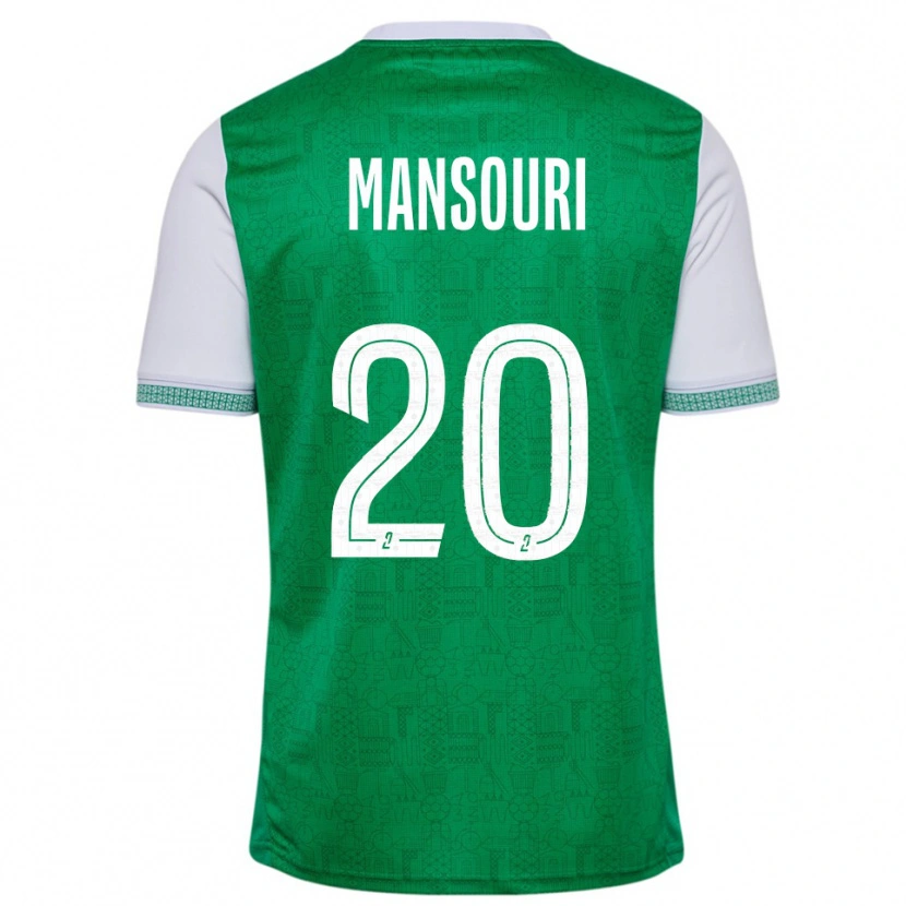 Danxen Pánské Ilyes Mansouri #20 Zelená Bílá Domů Hráčské Dresy 2025/26 Dres
