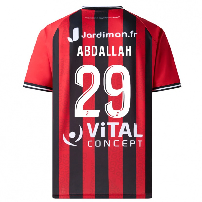 Danxen Pánské Akim Abdallah #29 Červená Černá Domů Hráčské Dresy 2025/26 Dres
