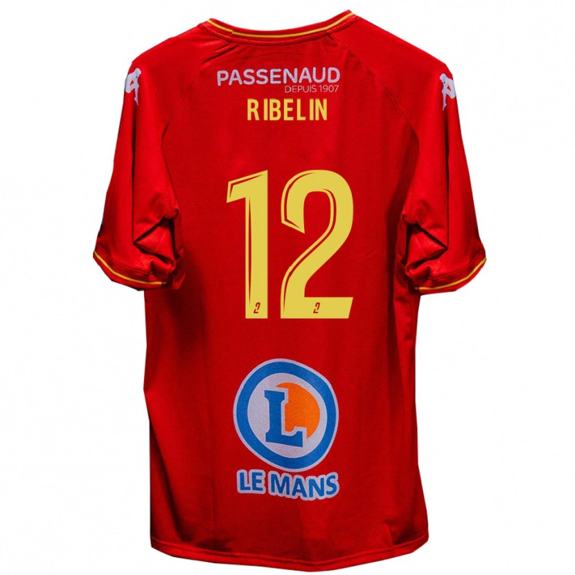 Danxen Pánské Anthony Ribelin #12 Červená Žlutá Domů Hráčské Dresy 2025/26 Dres