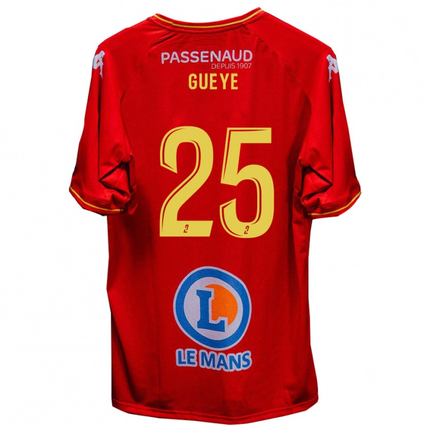 Danxen Pánské Dame Gueye #25 Červená Žlutá Domů Hráčské Dresy 2025/26 Dres