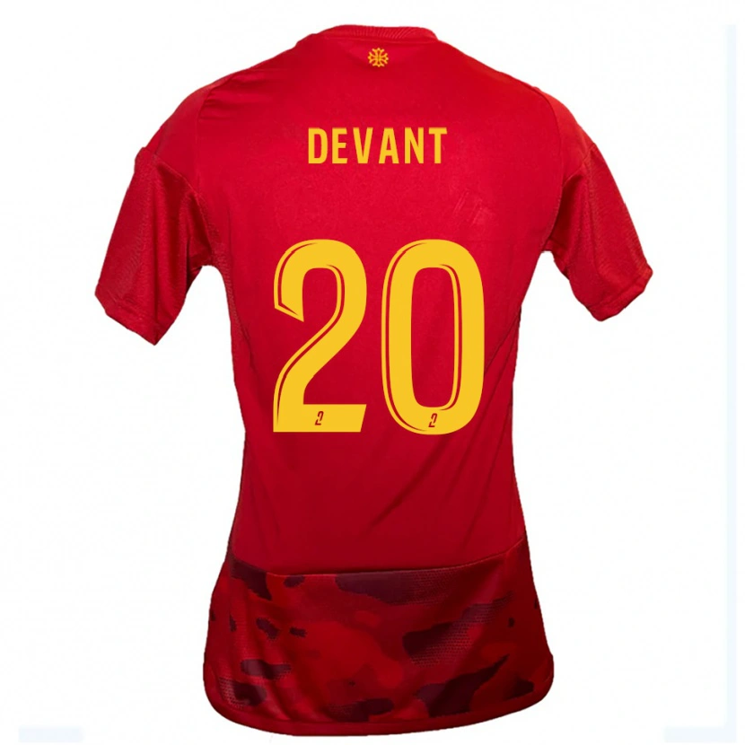 Danxen Pánské Caroline Devant #20 Červená Žlutá Domů Hráčské Dresy 2025/26 Dres